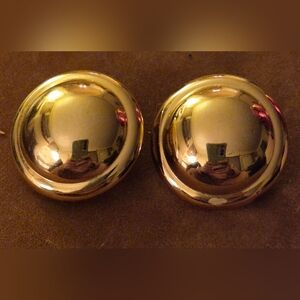Monet Vintage Signed Shimmering Gold Dome Clip-On Earrings